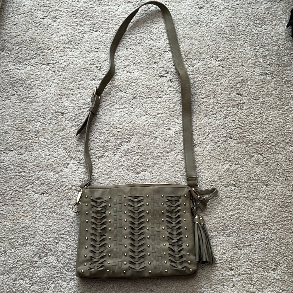 Crossbody smaller taupe purse